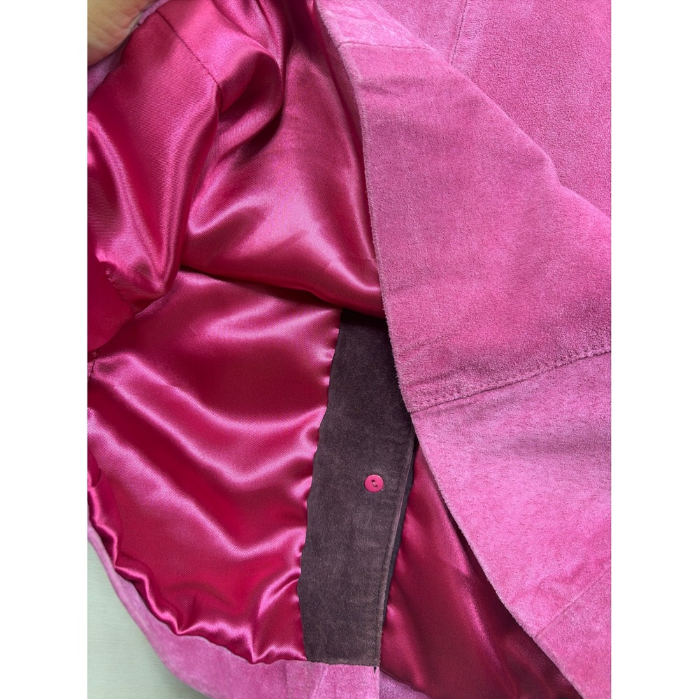 Bob Mackie Studio Magenta Pink Suede Leather Embroidered Beaded Vest Size 10 - Picture 8 of 8